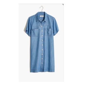 Madewell Chambray Denim A-Line Mini Shirtdress in Lansing Wash xs